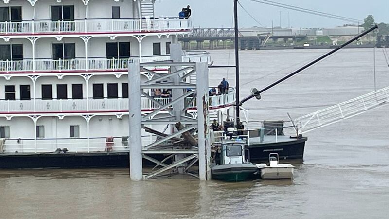 Emergency officials respond after body found in the Mississippi River on Tuesday morning,...