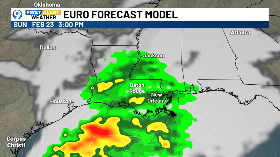 Les prévisions du modèle européen, à compter de 15 heures, montrent une grande pluie retournée dans la région.
