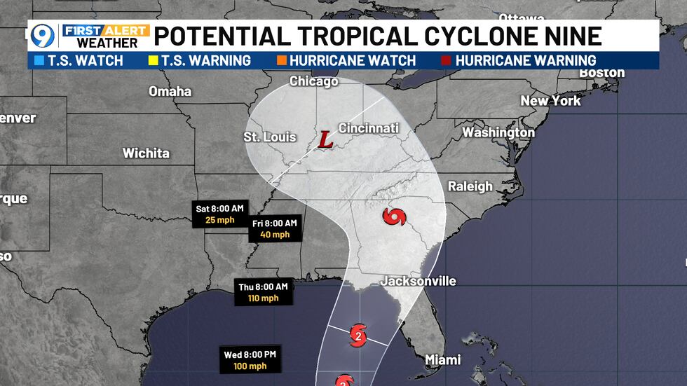 Cyclone 9 Path Potential Tropical Cyclone Nine forms in the Caribbean