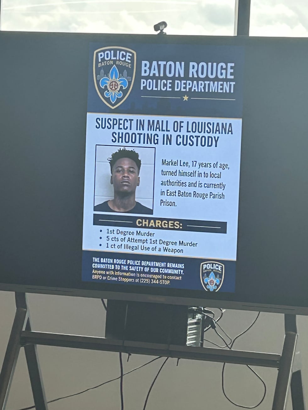 Markel Lee, 17, turned himself in and is being held at EBR Parish Prison in connection with...