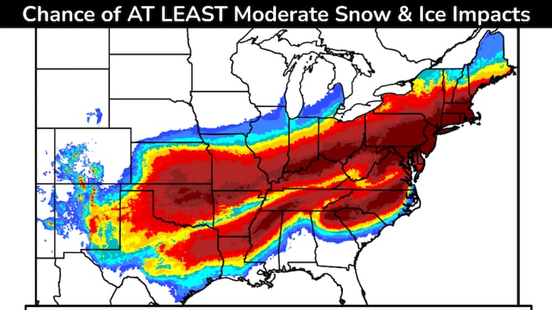 Long-duration winter storm threatens with widespread heavy snow, sleet, and freezing rain from...