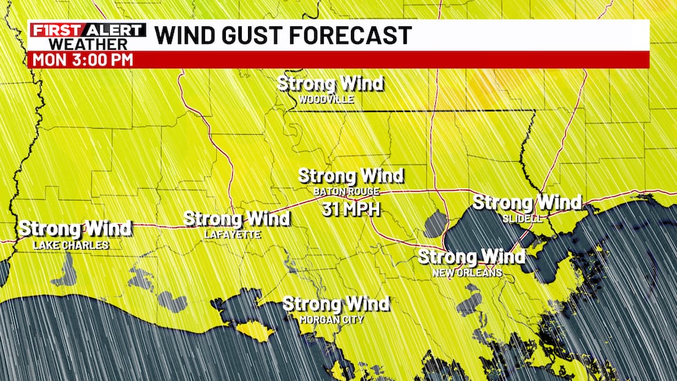 Los fuertes vientos persisten en la parte trasera del frente frío del lunes