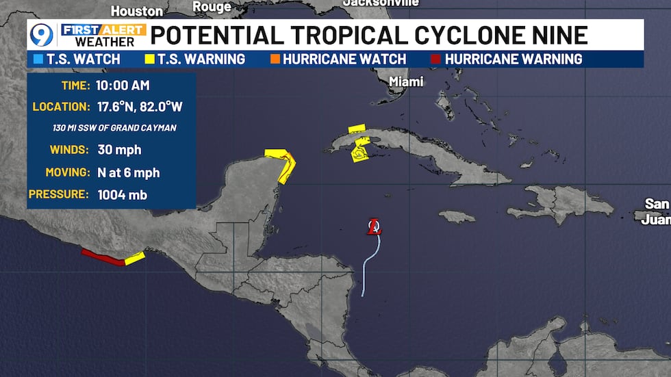 Potential Tropical Cyclone Nine forms in the Caribbean Potential Tropical Cyclone Nine forms in the Caribbean