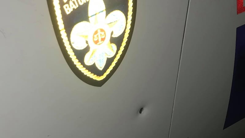 Brpd Patch Bullet hits BRPD unit with officer inside