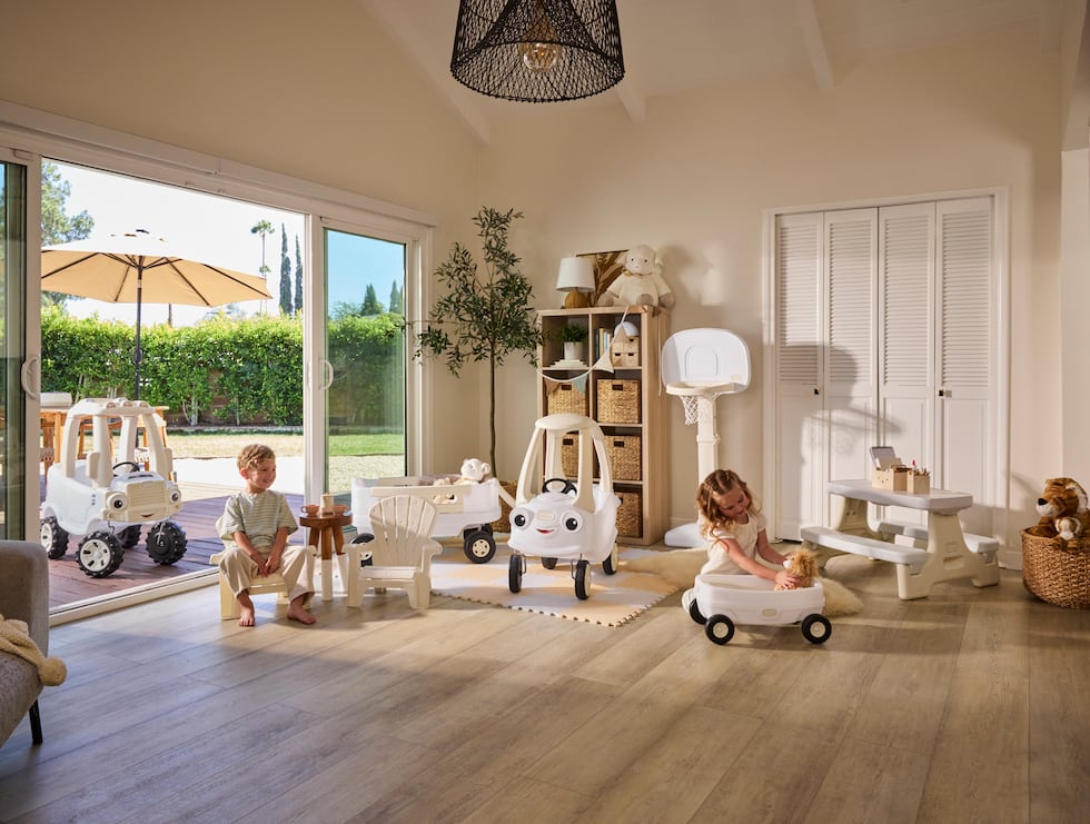 The Little Tikes Cloud Collection includes neutral-colored versions of multiple iconic toys,...