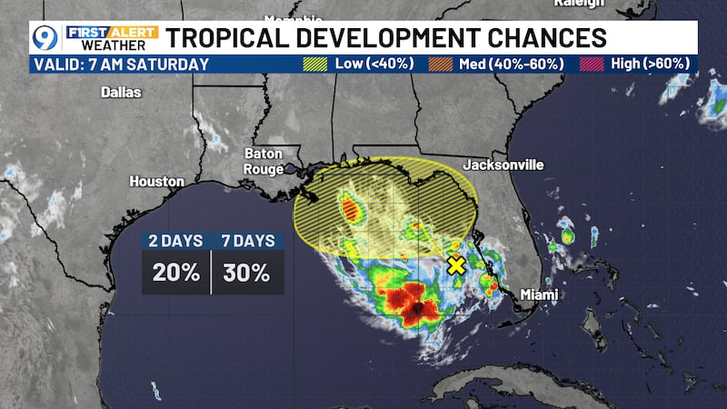The National Hurricane Center tropical outlook valid Saturday at 7 am.