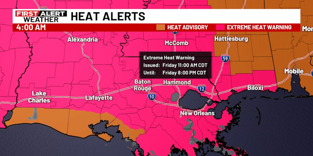 Extreme heat warnings and strong storms possible Friday