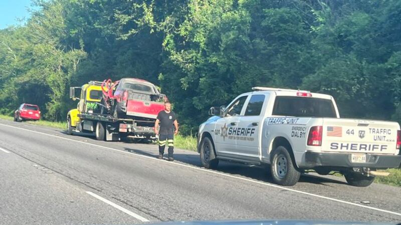 Photos show the aftermath of a crash on I-10 West before Grosse Tete on Friday morning, Aug. 2.