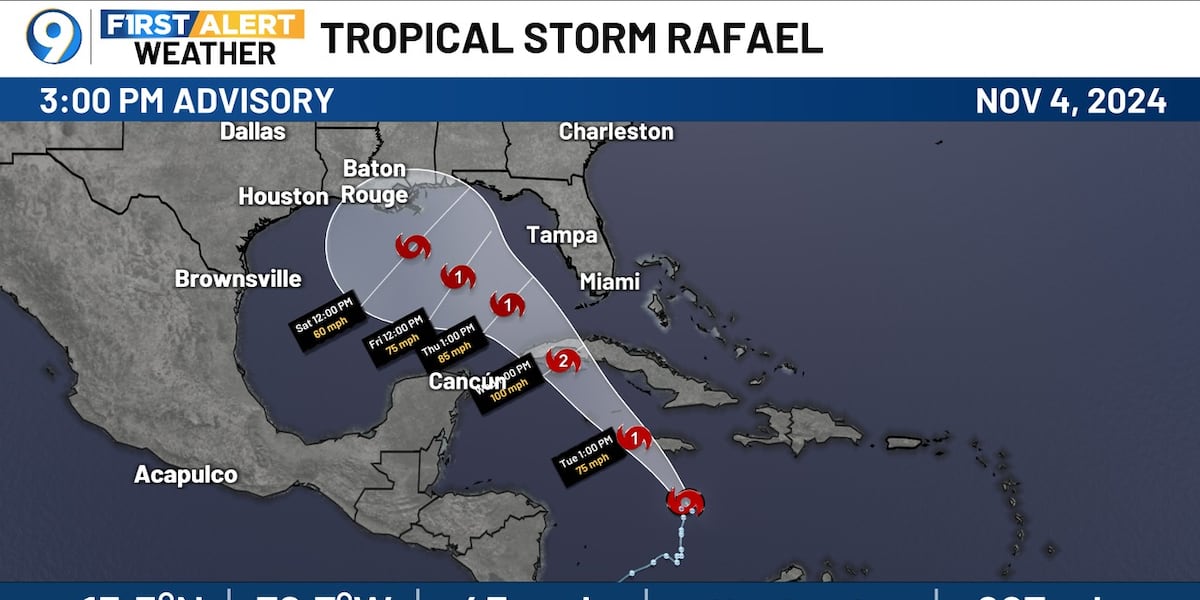 Storm Raphael Tropical Storm Rafael forms; expected to become hurricane and enter Gulf
