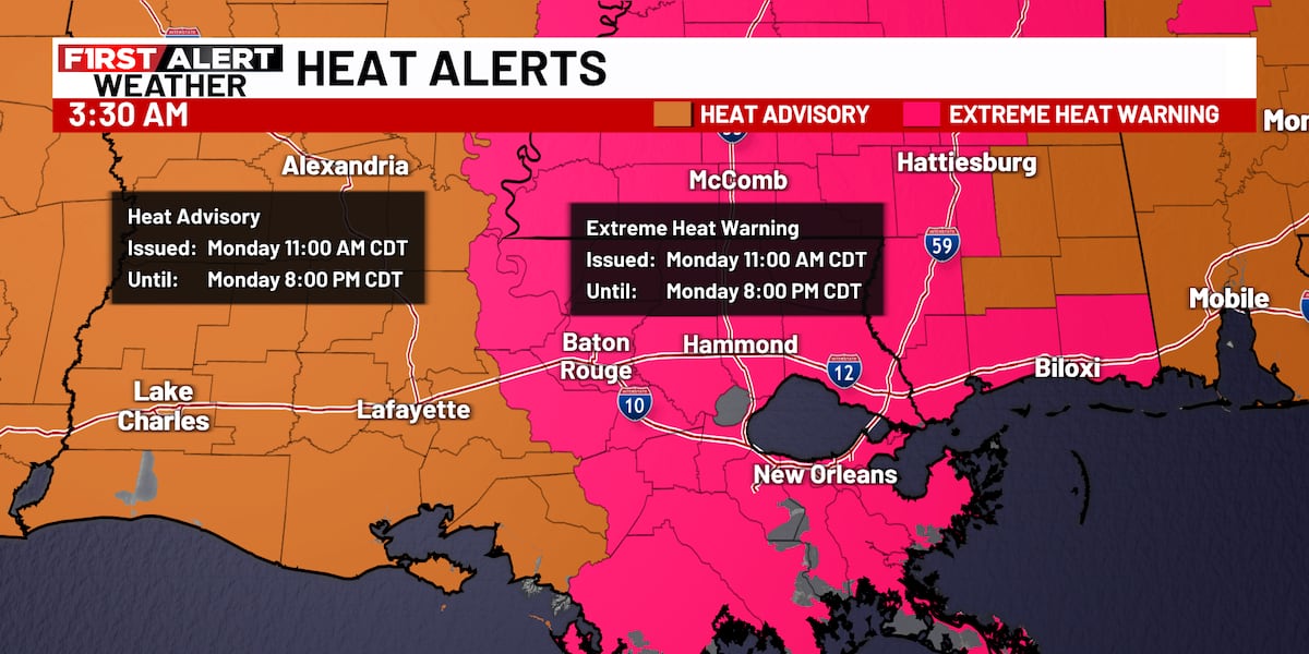 Extreme heat warnings continue with few rain chances