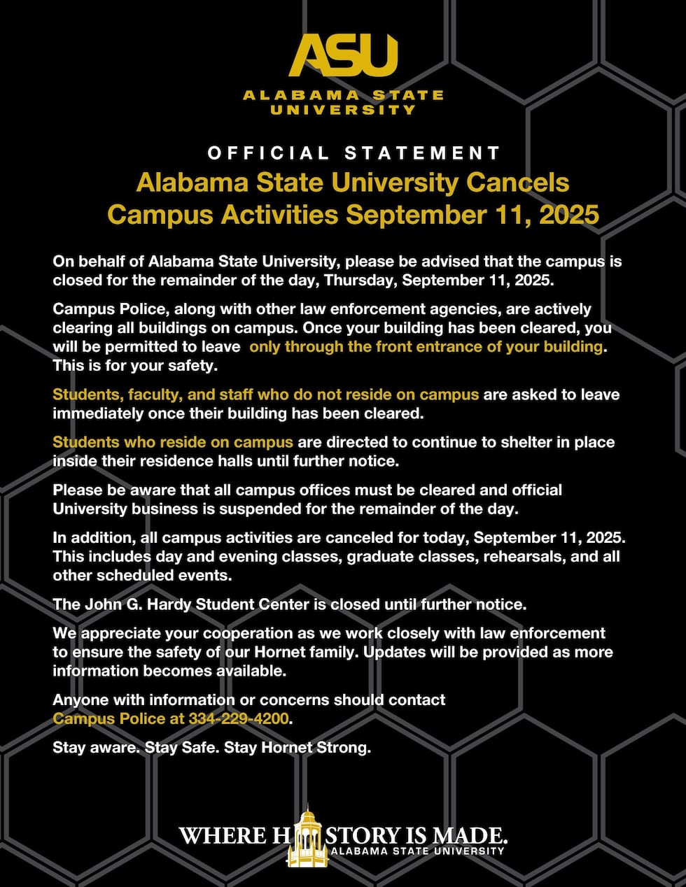 Las universidades estatales de Hampton, Alabama y Virginia están respondiendo a las amenazas el jueves ...