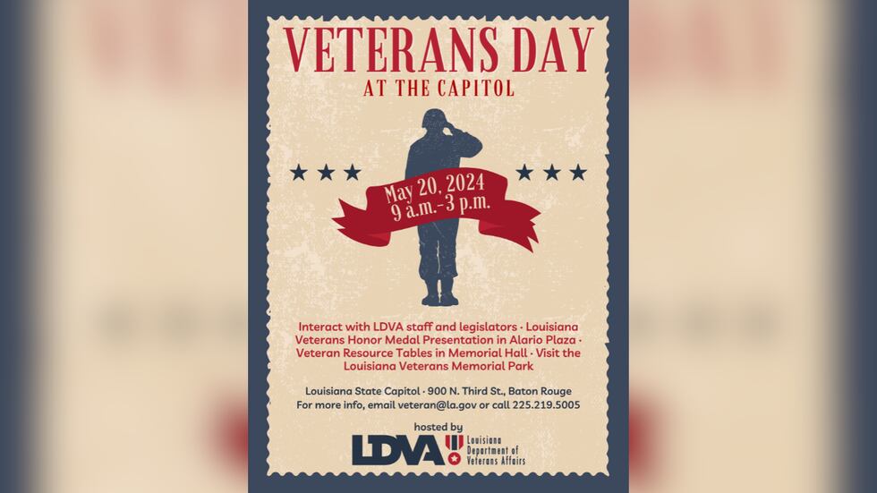 Ldva La. Dept. of Veterans Affairs to host inaugural Veterans Day at the Capitol