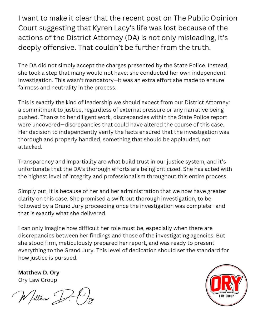 Matthew Ory statement