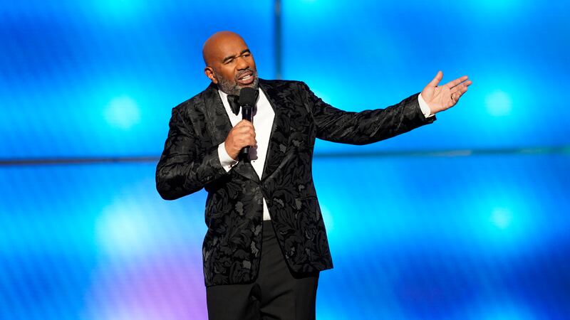 Steve Harvey speaks at the 8th Annual NFL Honors at The Fox Theatre on Saturday, Feb. 2, 2019,...