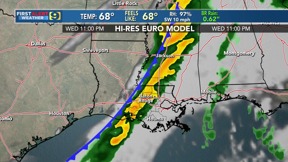 Storm Rhi Trending warmer once again; storm threat late Wednesday