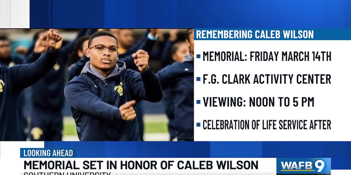 Caleb Friday Memorial for Caleb Wilson to be held at Southern University on Friday