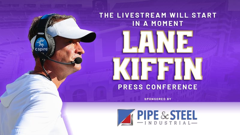 Head Coach Lane Kiffin addresses the media from the Team Room at Football Ops, following the...