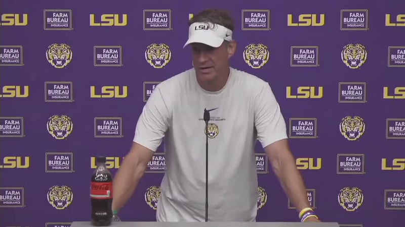 Head Coach Lane Kiffin addresses the media from the Team Room at Football Ops, following the...